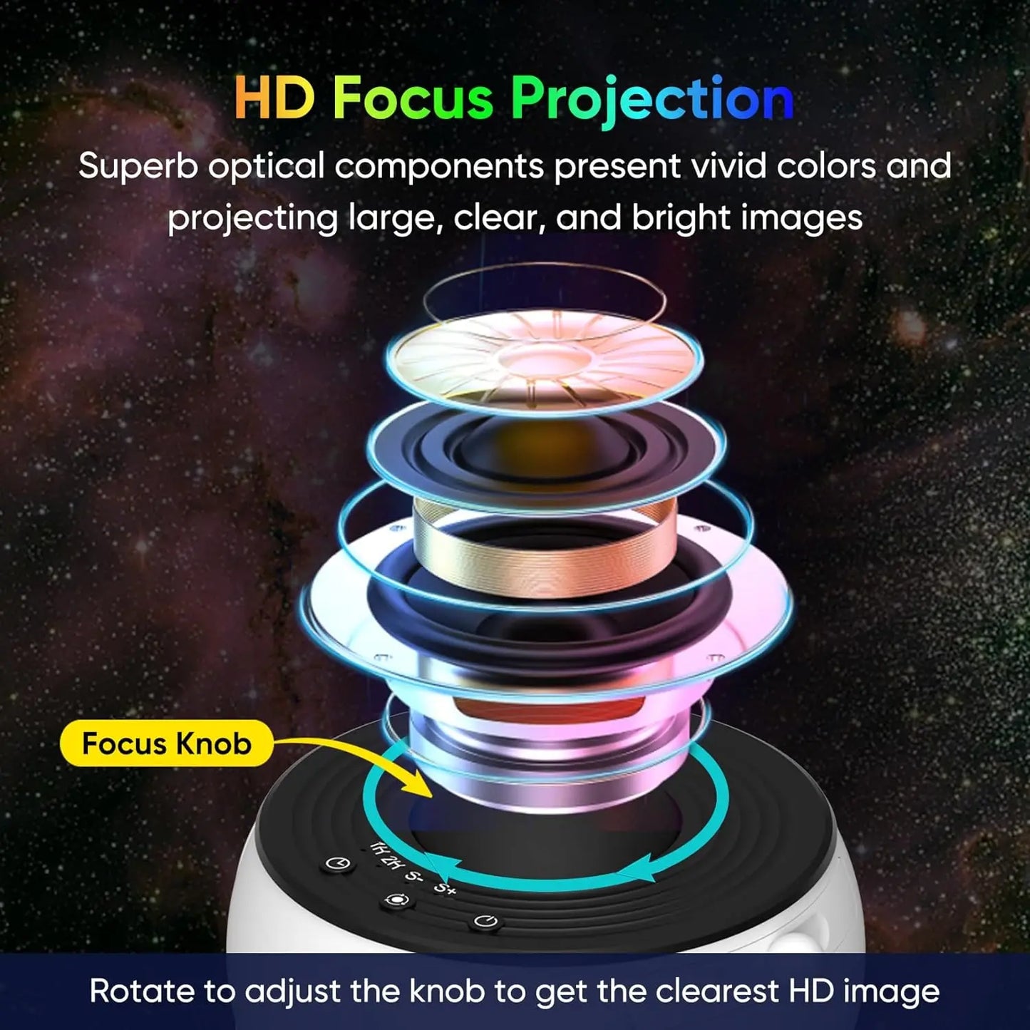 12-in-1 Galaxy Projector Night Light 360° Rotating HD Starry Sky Lamp for Bedroom, Kids & Adults, Adjustable Focus & Auto-Off Timer
