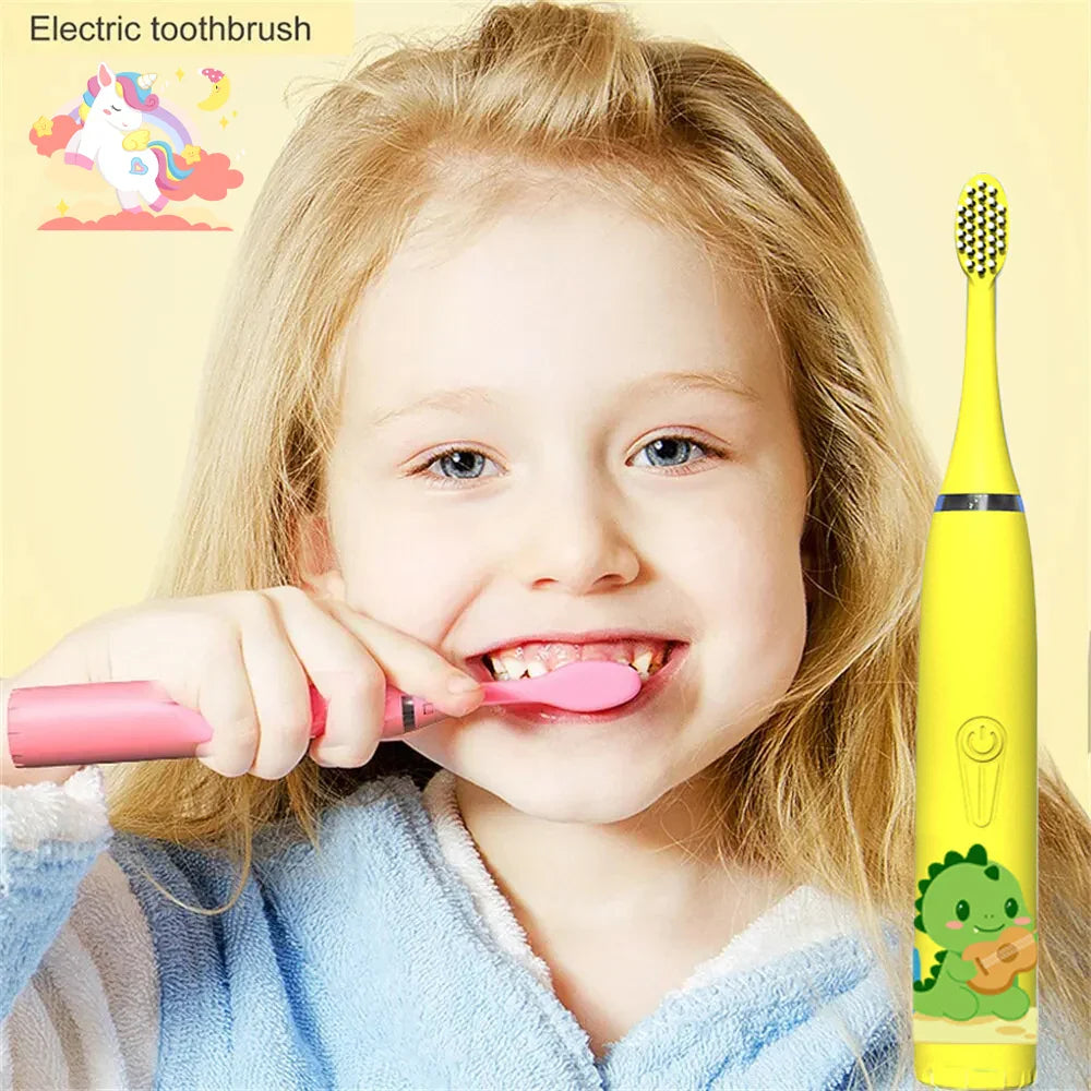 Children's Ultrasonic IPX7 Electric Toothbrush with Replacement Head