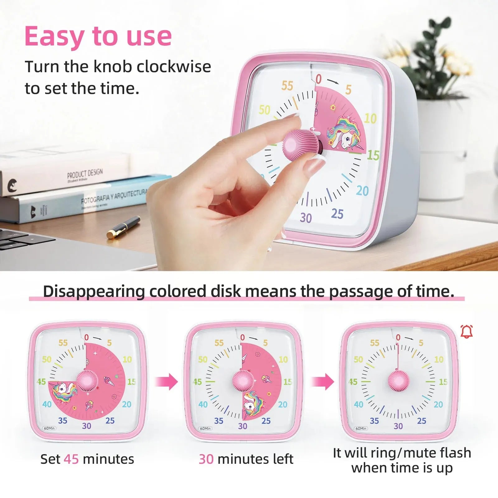 Children's Night Light Visible Learning Timer, 60-minute Countdown Kitchen Accessory Digital Timer for Home and School Supplies The Shopper Stop
