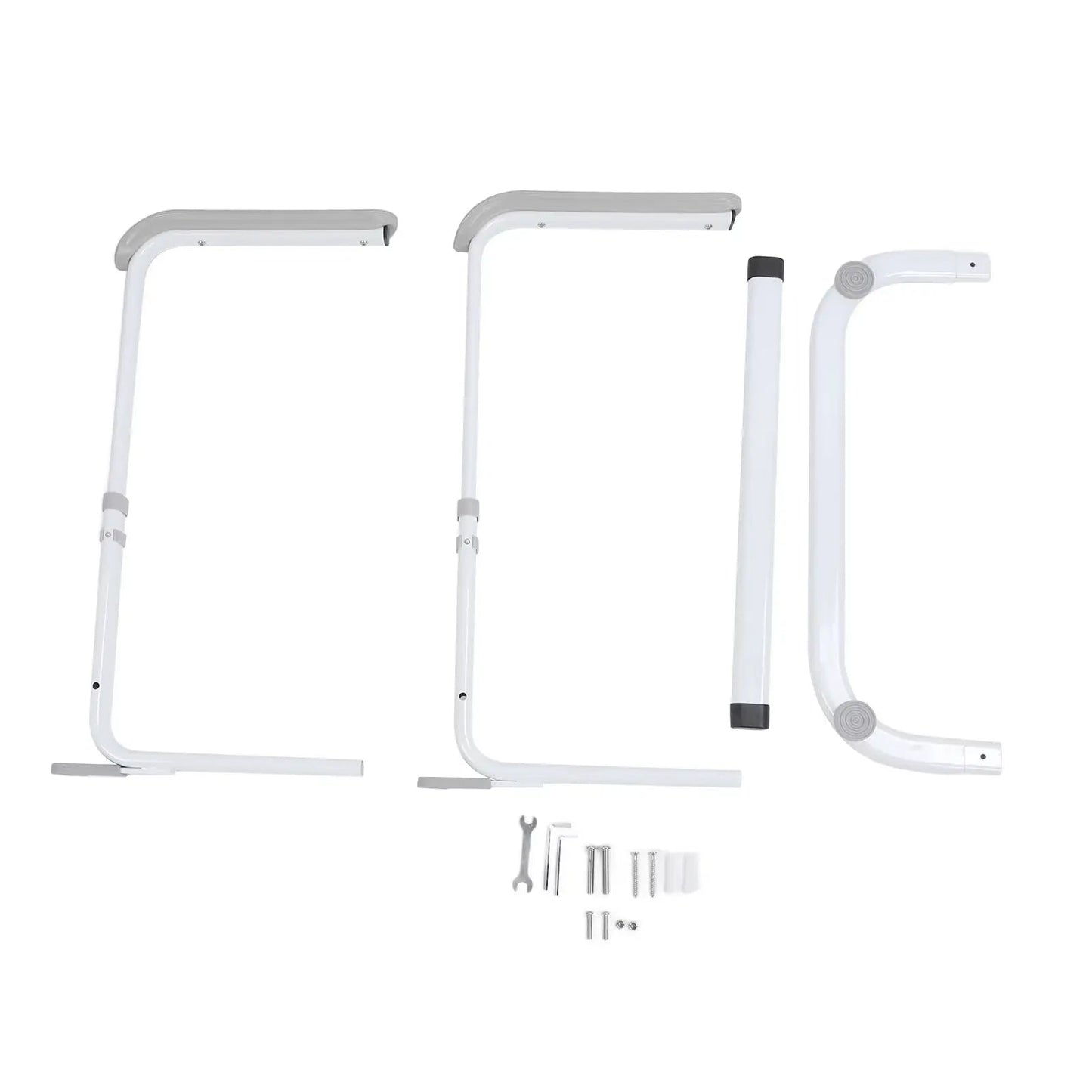 Standing aid in multiple frame sections with beige handle pads and base support pieces