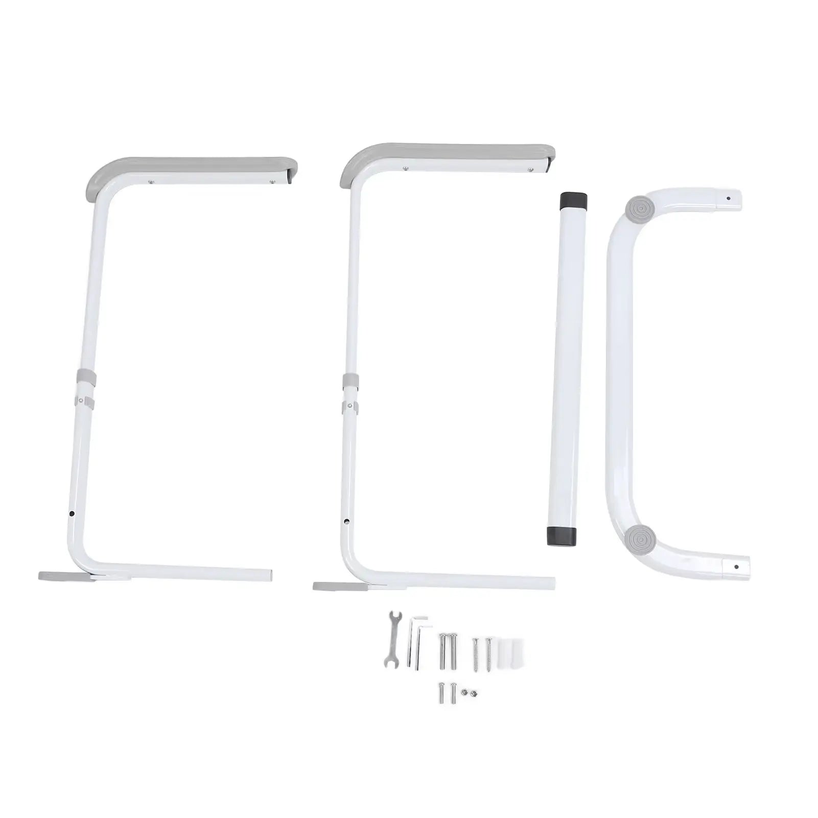 Standing aid in multiple frame sections with beige handle pads and base support pieces