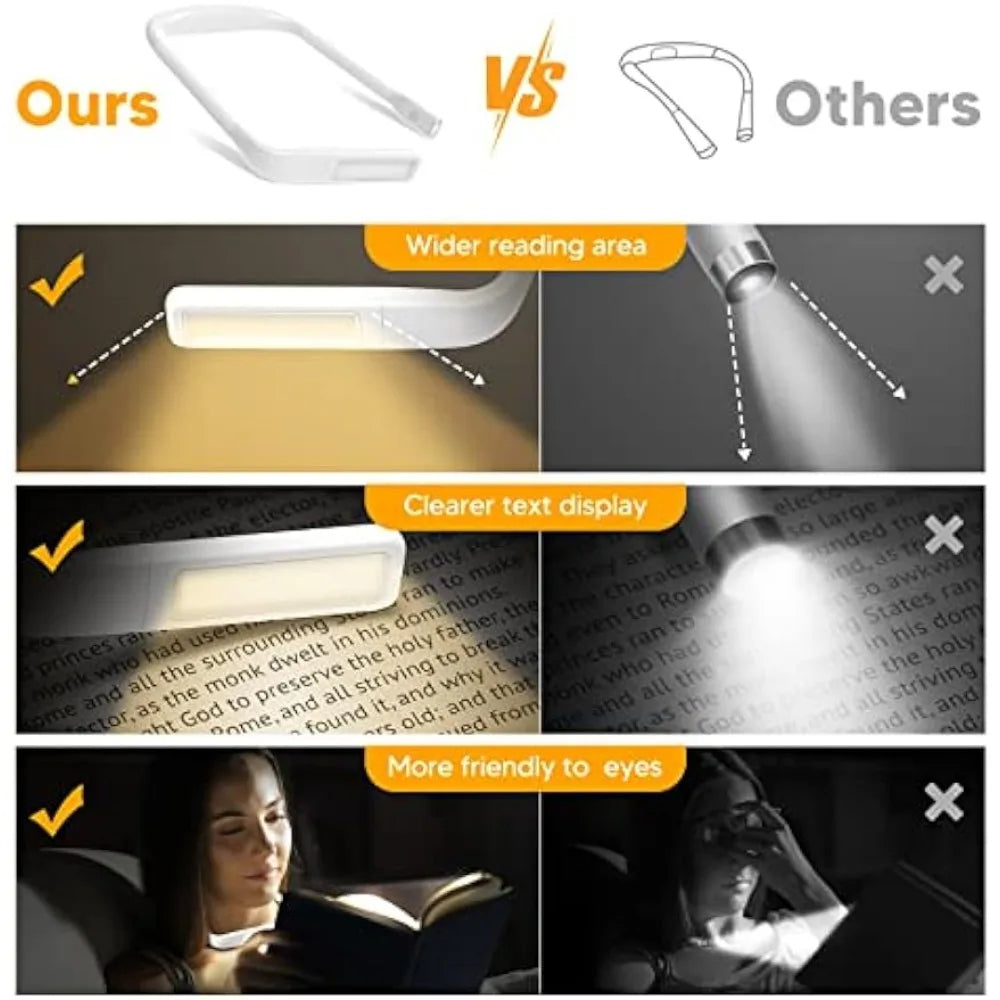 USB Rechargeable Reading Neck Light Hands Free Book Light for Bed Night