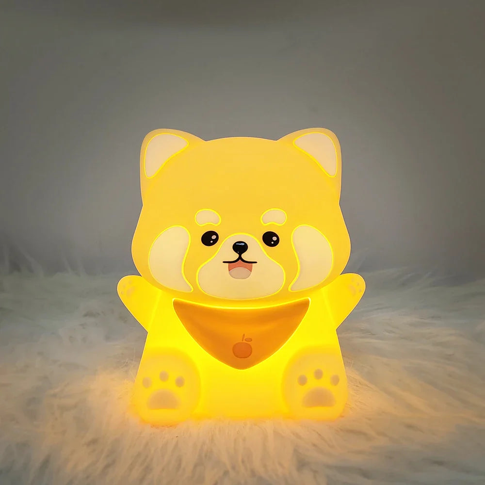 Cute Panda & Lion Silicone LED Night Light – USB Rechargeable Bedside Timer Lamp for Kids & Babies, Perfect Birthday Gift