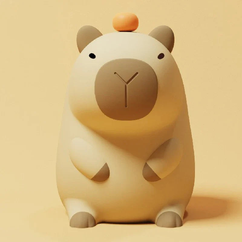 Glowing capybara-shaped night light with rounded ears and sleepy face details