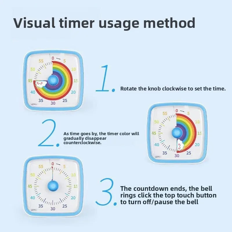 Children's Night Light Visible Learning Timer, 60-minute Countdown Kitchen Accessory Digital Timer for Home and School Supplies The Shopper Stop