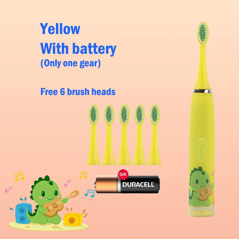 Children's Ultrasonic IPX7 Electric Toothbrush with Replacement Head