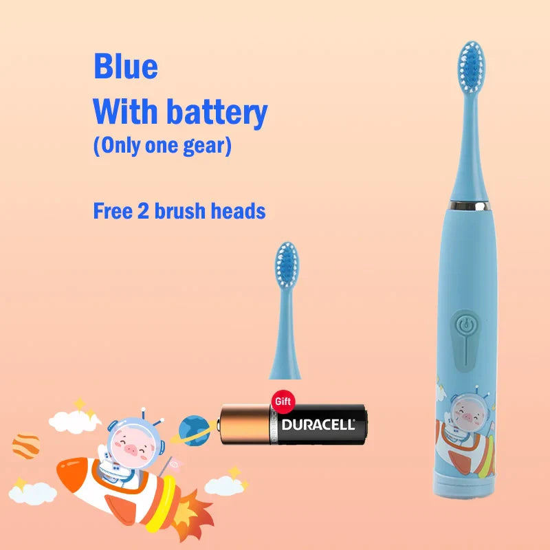 Children's Ultrasonic IPX7 Electric Toothbrush with Replacement Head