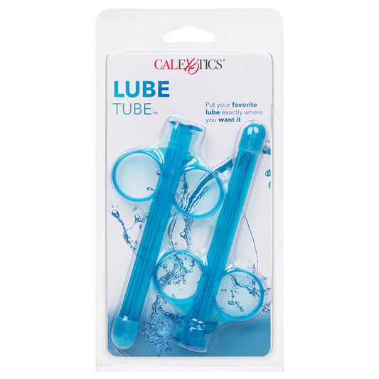 Blue transparent lube tube applicator with cap, in blister pack