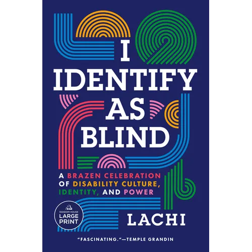 Paperback book with colorful “Identify as Blind” cover and “Brazen Celebration” text