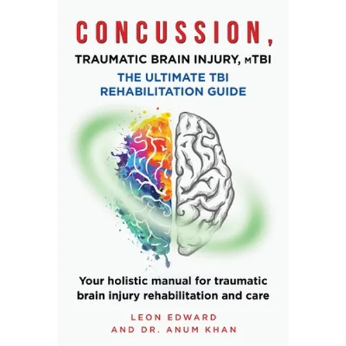 Paperback book cover with colorful brain graphic and concussion TBI title text