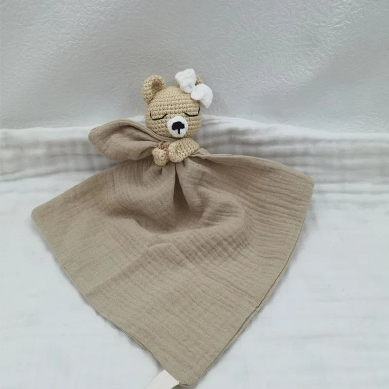 Baby Bib with Sleeping Animals Rattle