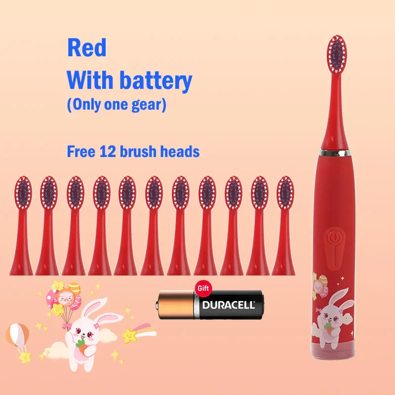 Children's Ultrasonic IPX7 Electric Toothbrush with Replacement Head