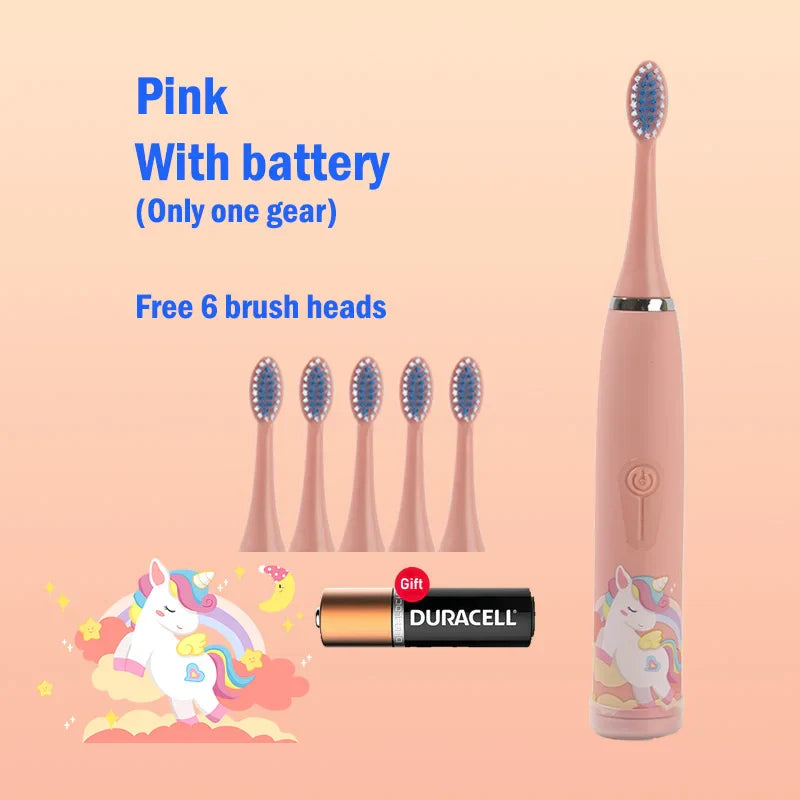 Children's Ultrasonic IPX7 Electric Toothbrush with Replacement Head