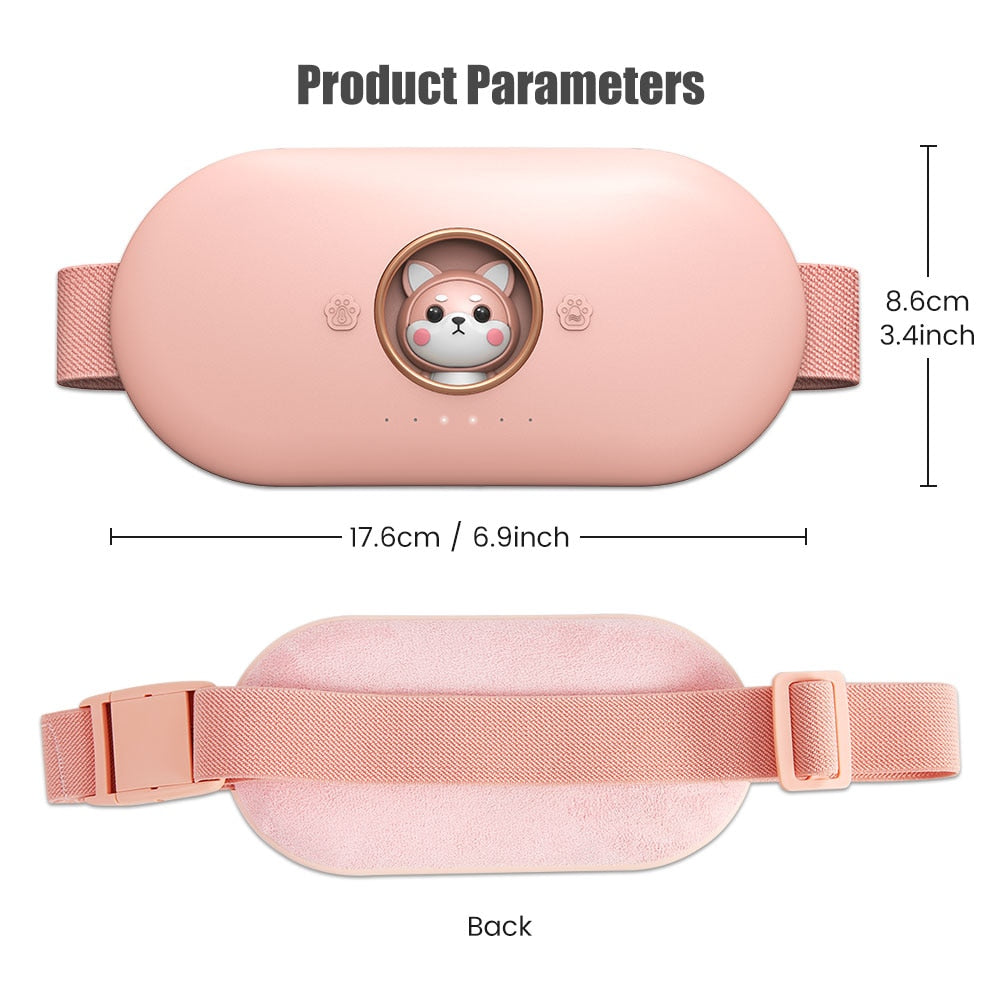 Pink heating pad belt dimensions with plush back and adjustable adjustable strap closure