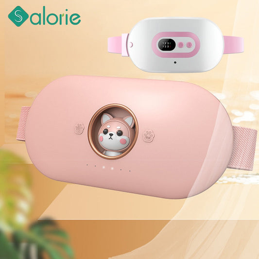 Pink heating belt with adjustable fabric strap and built-in control panel