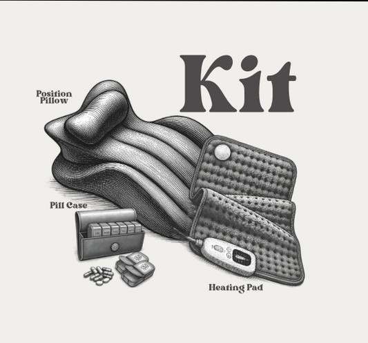 Heated positioning pillow with straps plus pill case and small heating pad