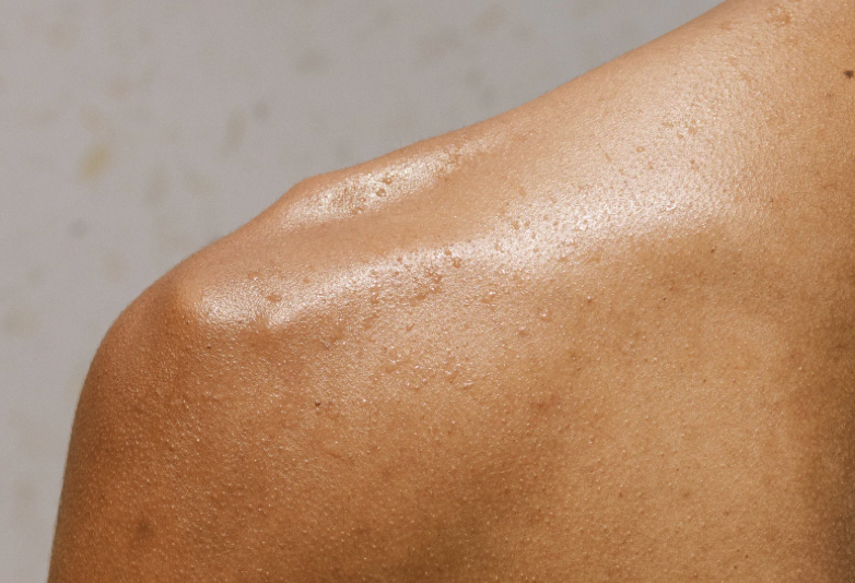 Close up of human shoulder skin texture