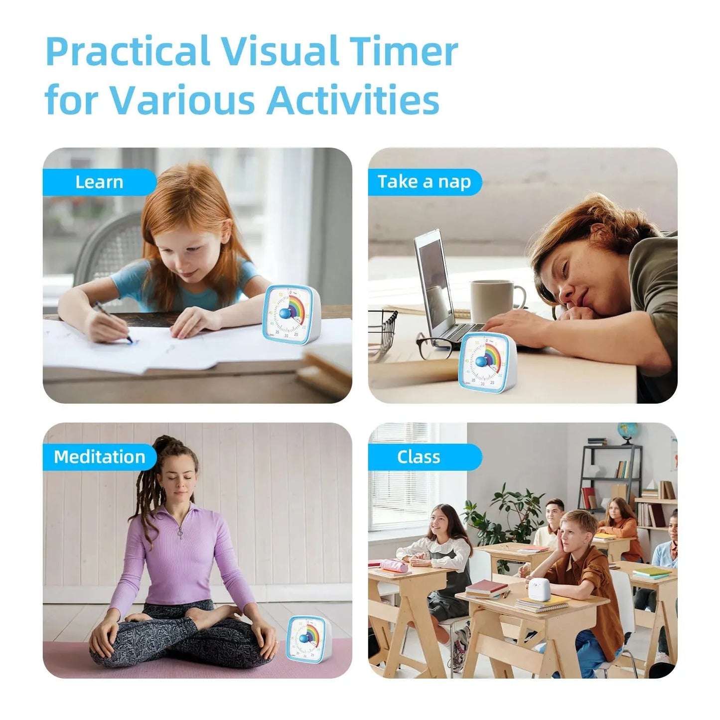 Children's Night Light Visible Learning Timer, 60-minute Countdown Kitchen Accessory Digital Timer for Home and School Supplies The Shopper Stop