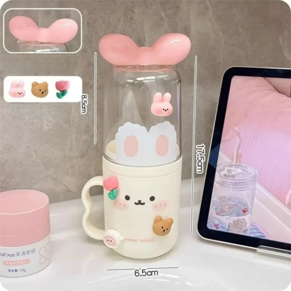 Pink toothbrush container with clear lid and handle; size shown as 6.5cm and 10.3cm