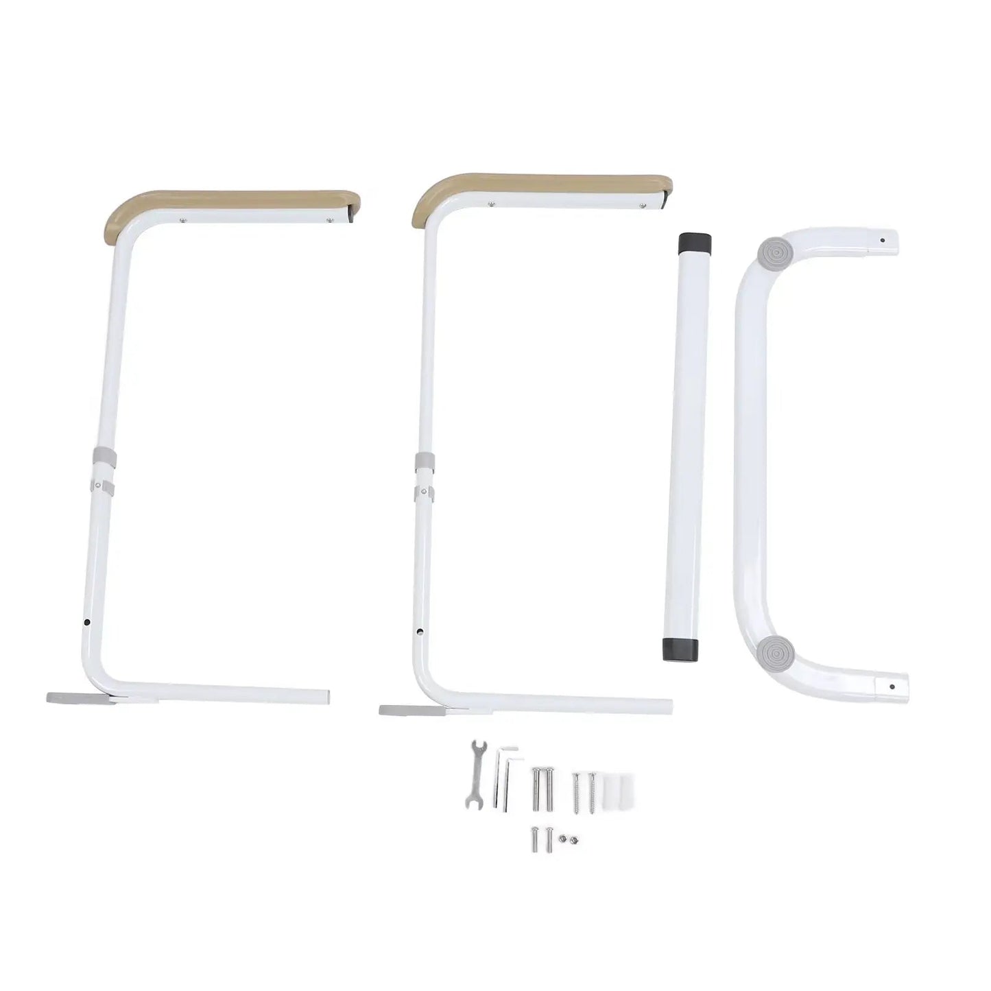 Standing aid with two vertical supports, curved base and beige top grip pads