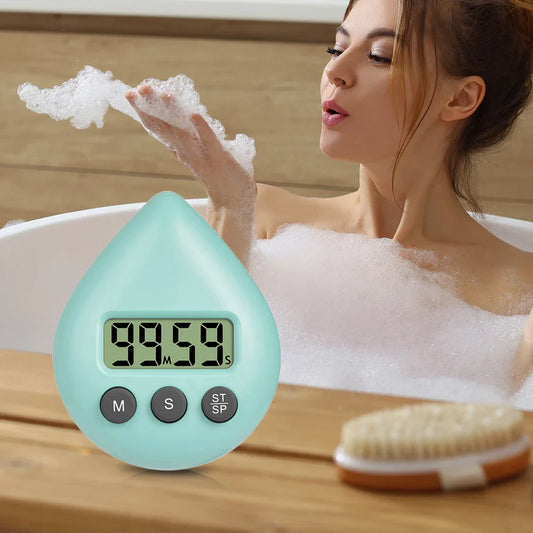 Waterproof Digital Shower & Kitchen Timer with Magnetic Backing, Suction Cup and Wall Mount - Countdown/Count-Up