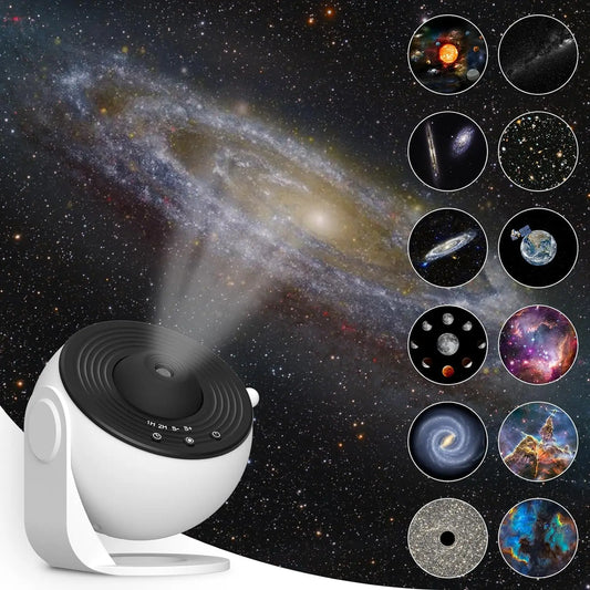 12-in-1 Galaxy Projector Night Light 360° Rotating HD Starry Sky Lamp for Bedroom, Kids & Adults, Adjustable Focus & Auto-Off Timer