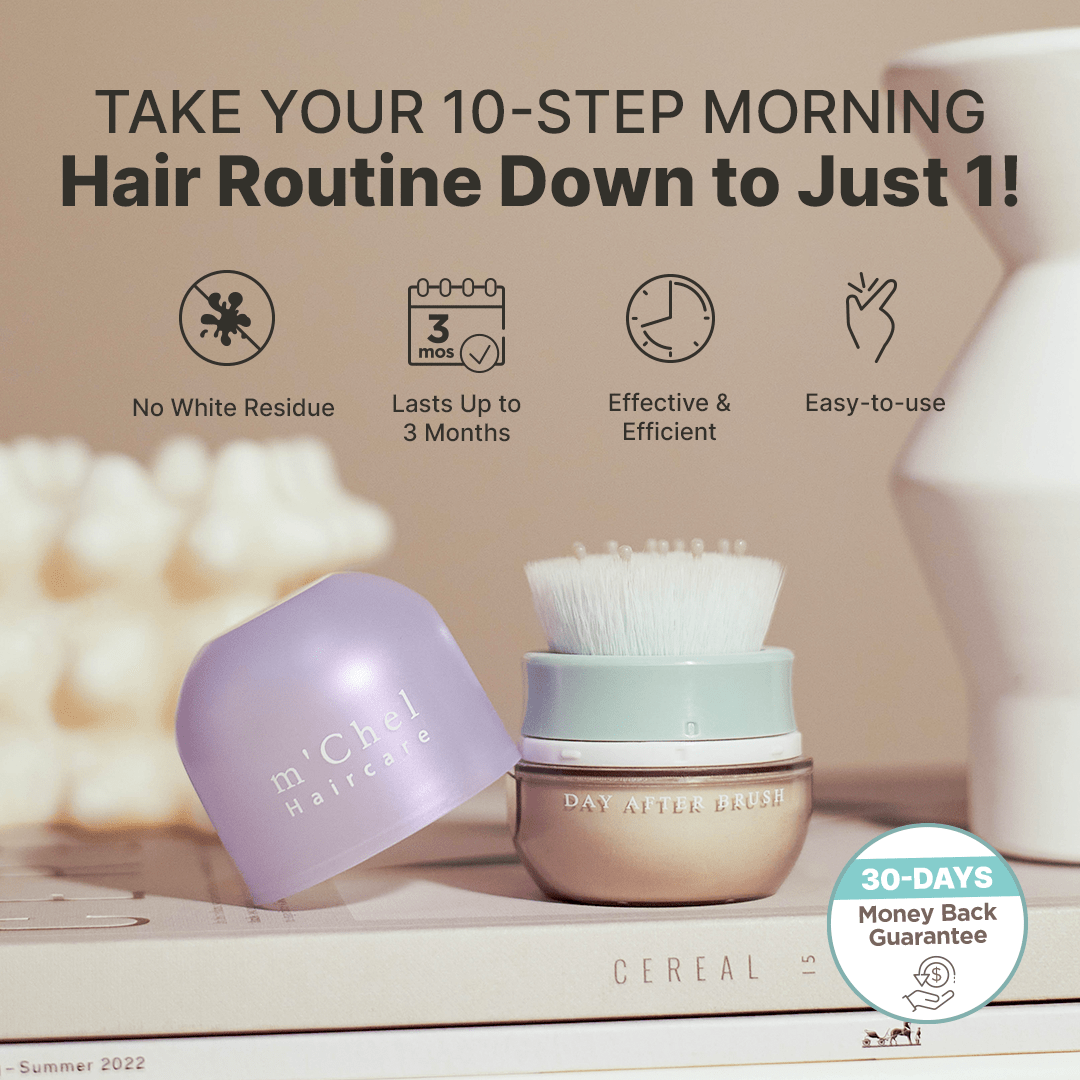 Hair brush jar with white bristles and teal cap displayed on a box