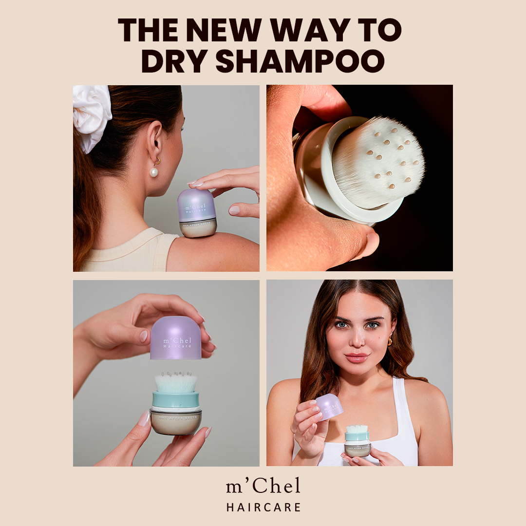 Hair brush jar shown in use with close-ups of the bristle head