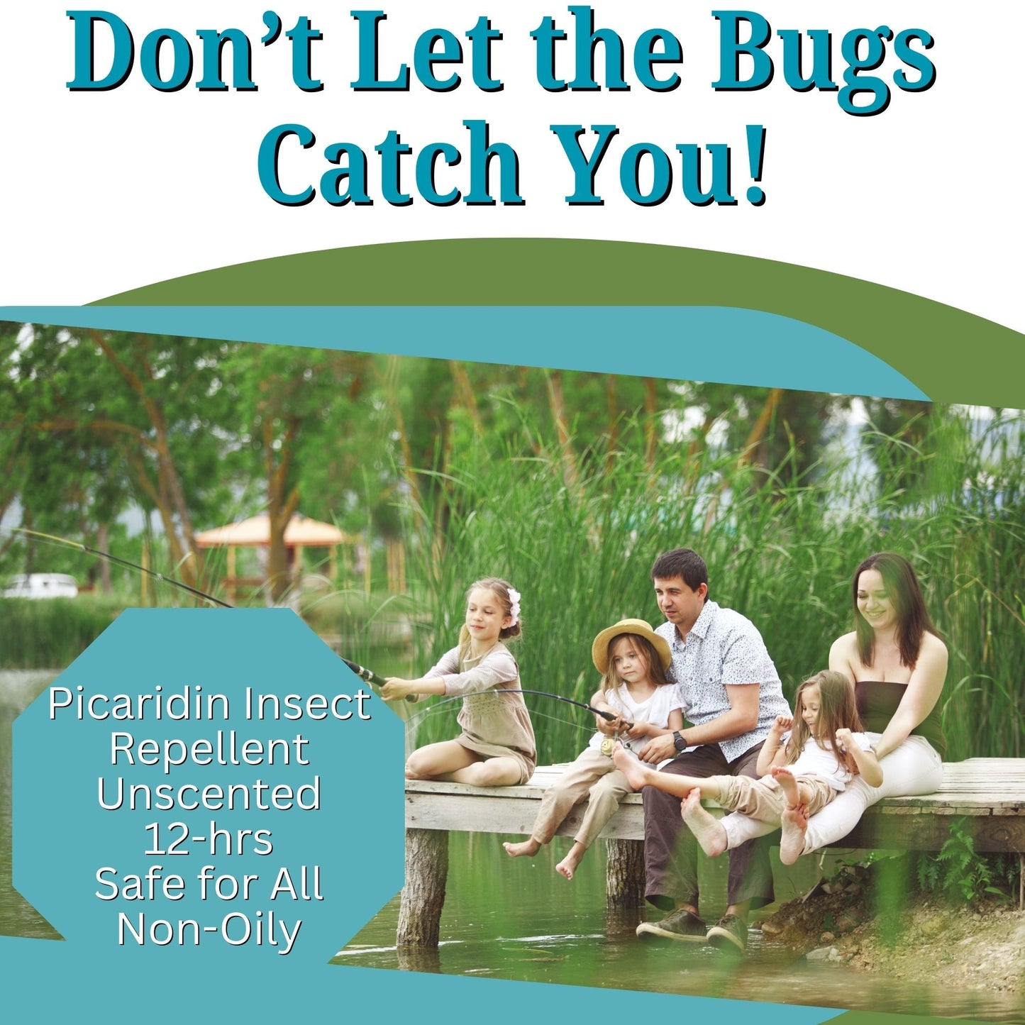 Insect repellent wipes container with red cap and teal label