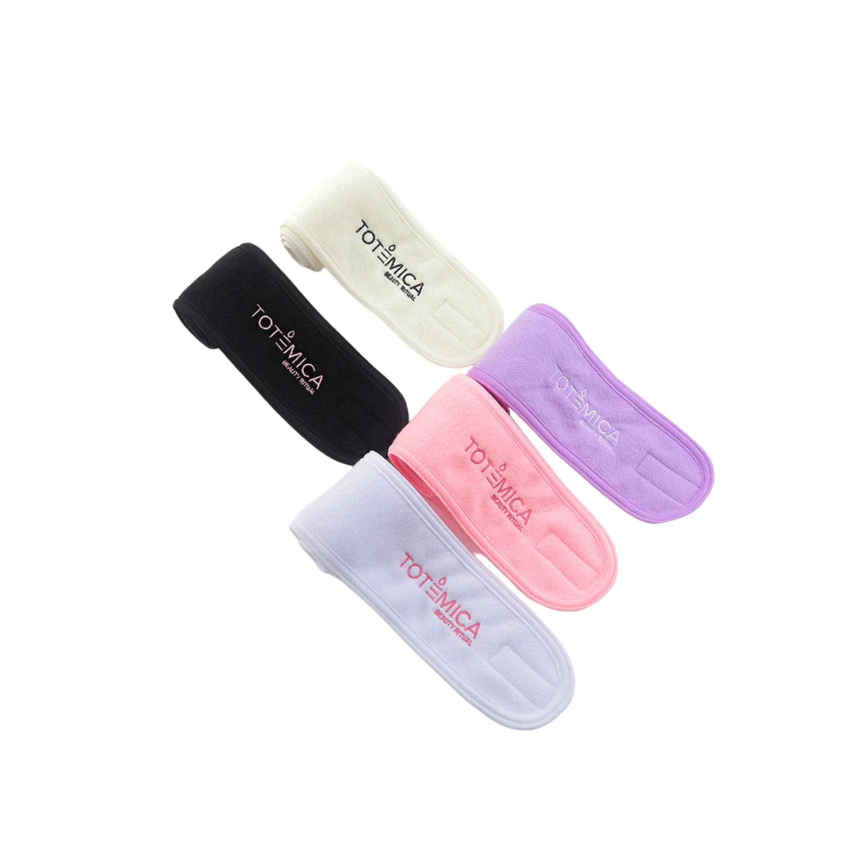 Assorted spa headbands bundle in cream, black, purple, pink, and light gray