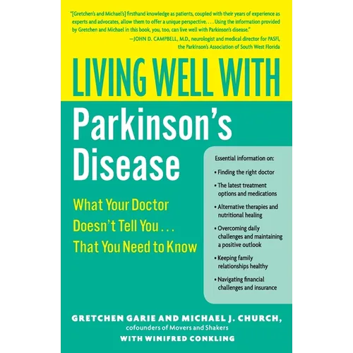 Paperback book with green cover titled Living Well with Parkinson's Disease