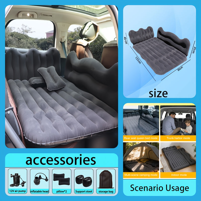 Car Inflatable Mattress Back Seat Bed SUV Travel Air Bed w/ Pump & Pillows 2Dropme