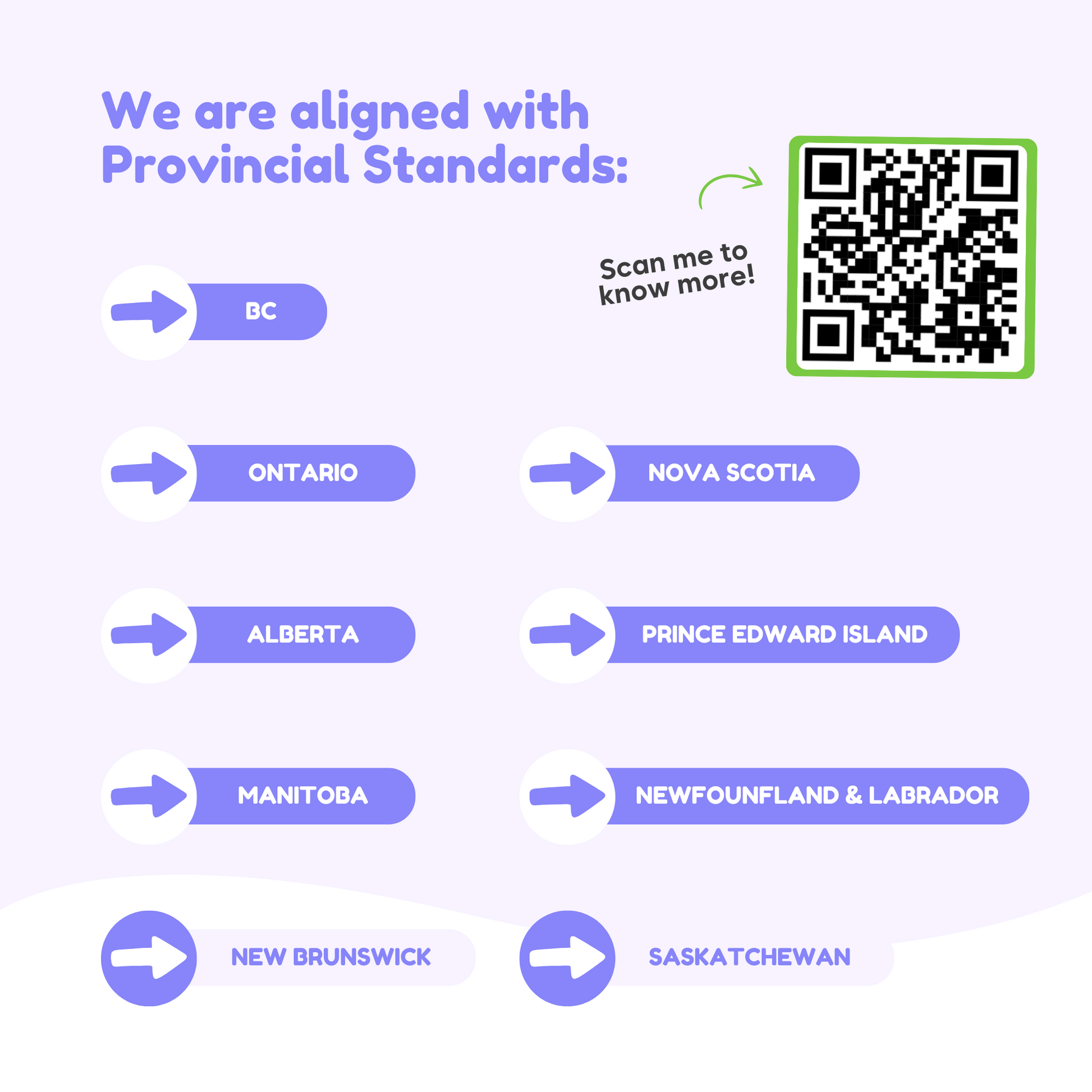 Vocabulary game QR code panel for educational standards across provinces