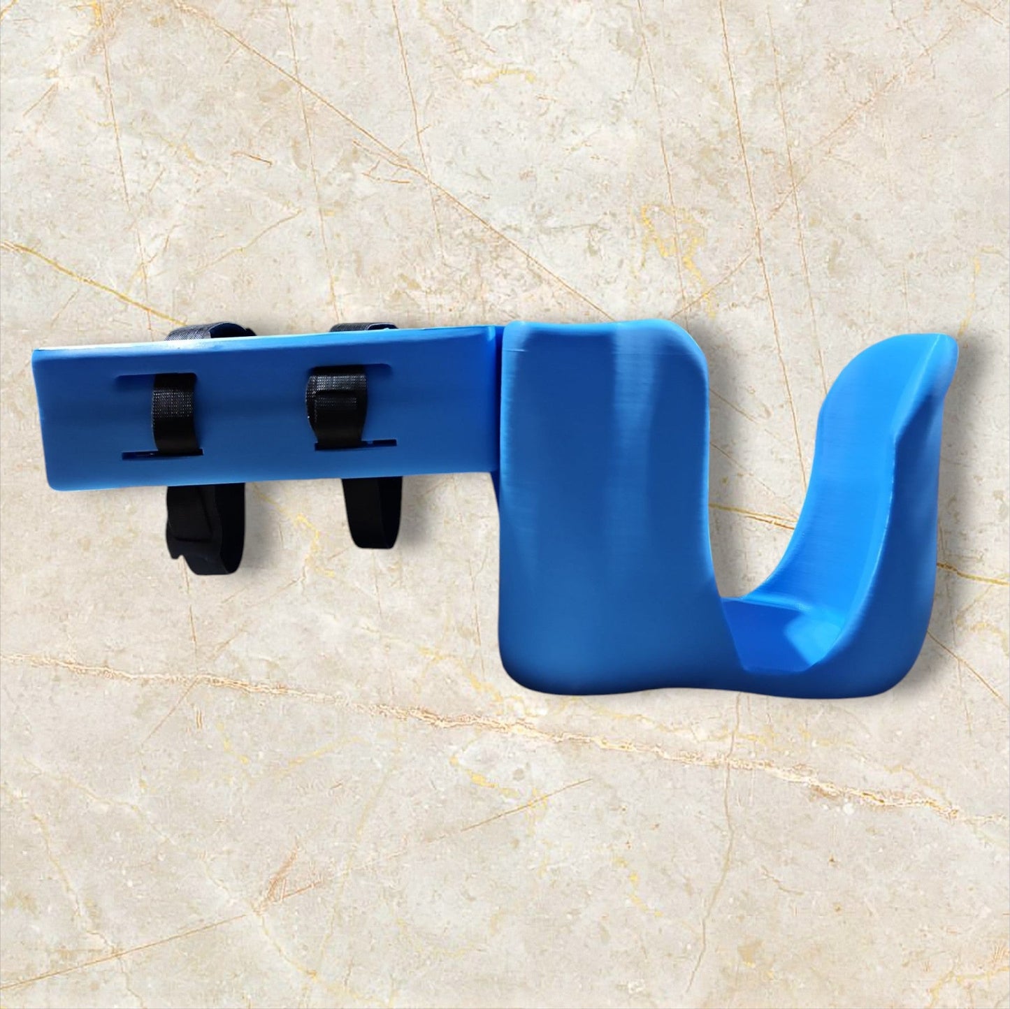 Blue wheelchair cup and phone holder with adjustable straps