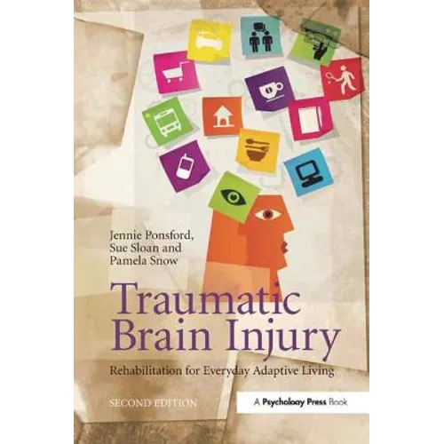 Traumatic Brain Injury paperback book cover with colorful icon collage and title text