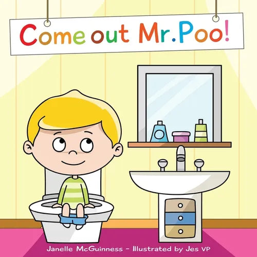 Children's potty training paperback with cartoon boy in toilet scene on cover