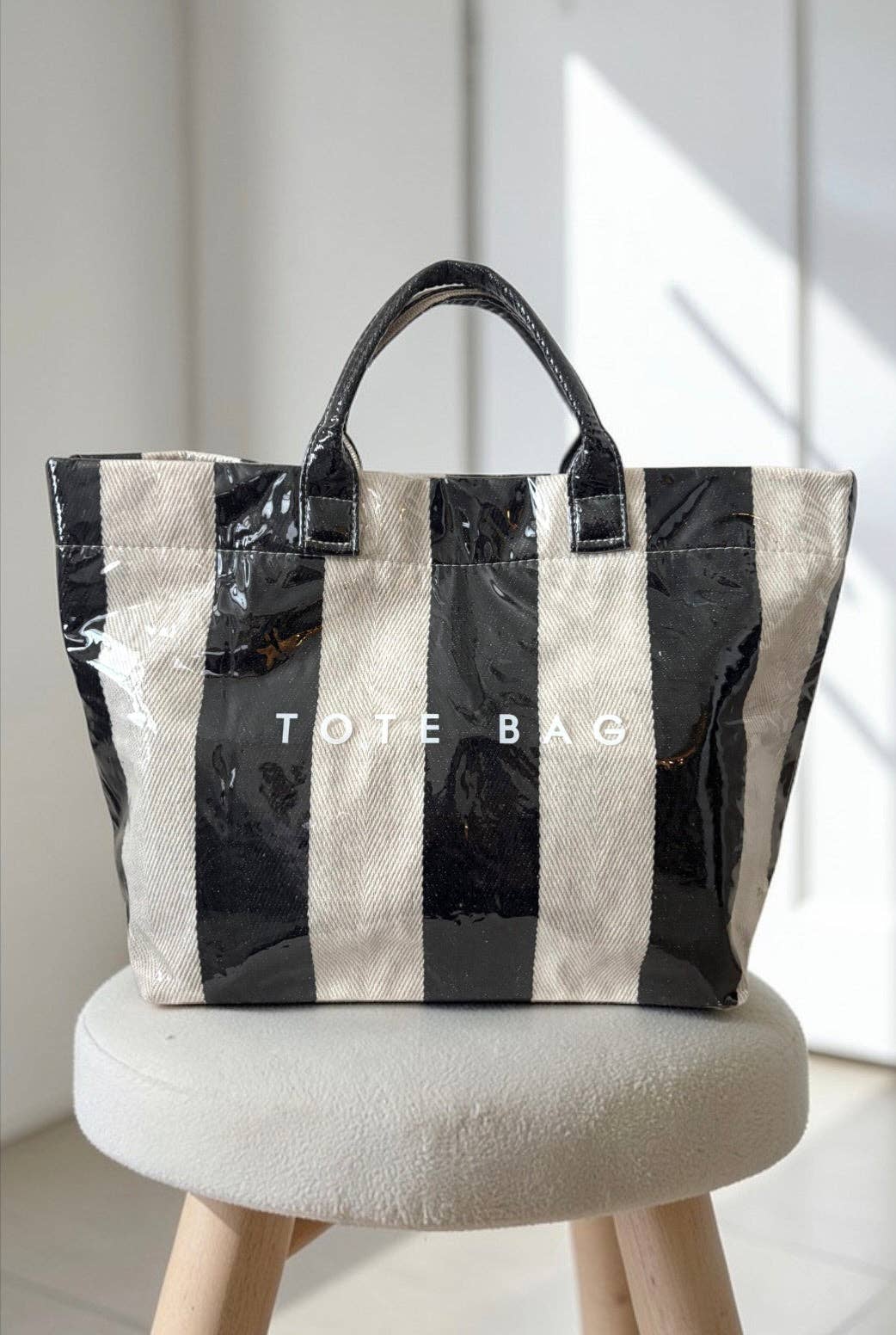 The Bag Waterproof Tote in Black & White Shop Fête