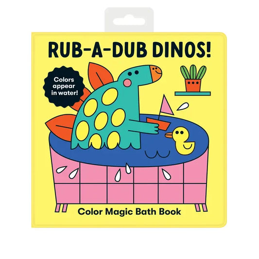 Color Magic bath book with cartoon dinosaur on yellow cover, vinyl-bound style