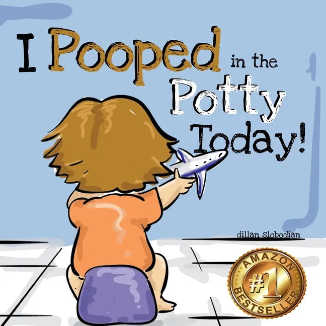 Potty training adventure paperback book cover with cartoon child seated on potty