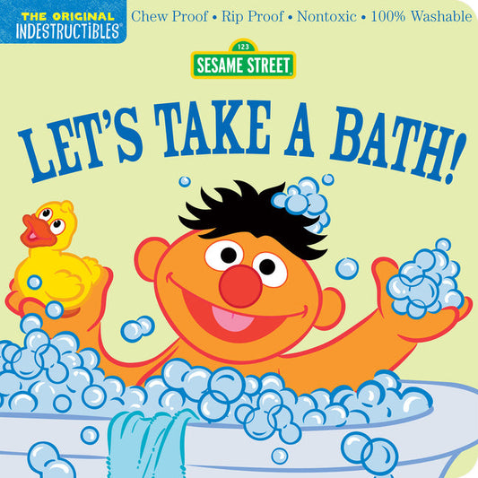 Chew-proof bath time board book cover with Sesame Street character in bubbles