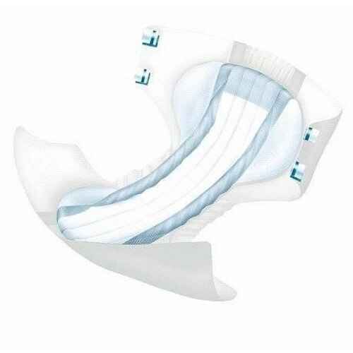 Level 4 adult diaper with light blue channels, front and wings