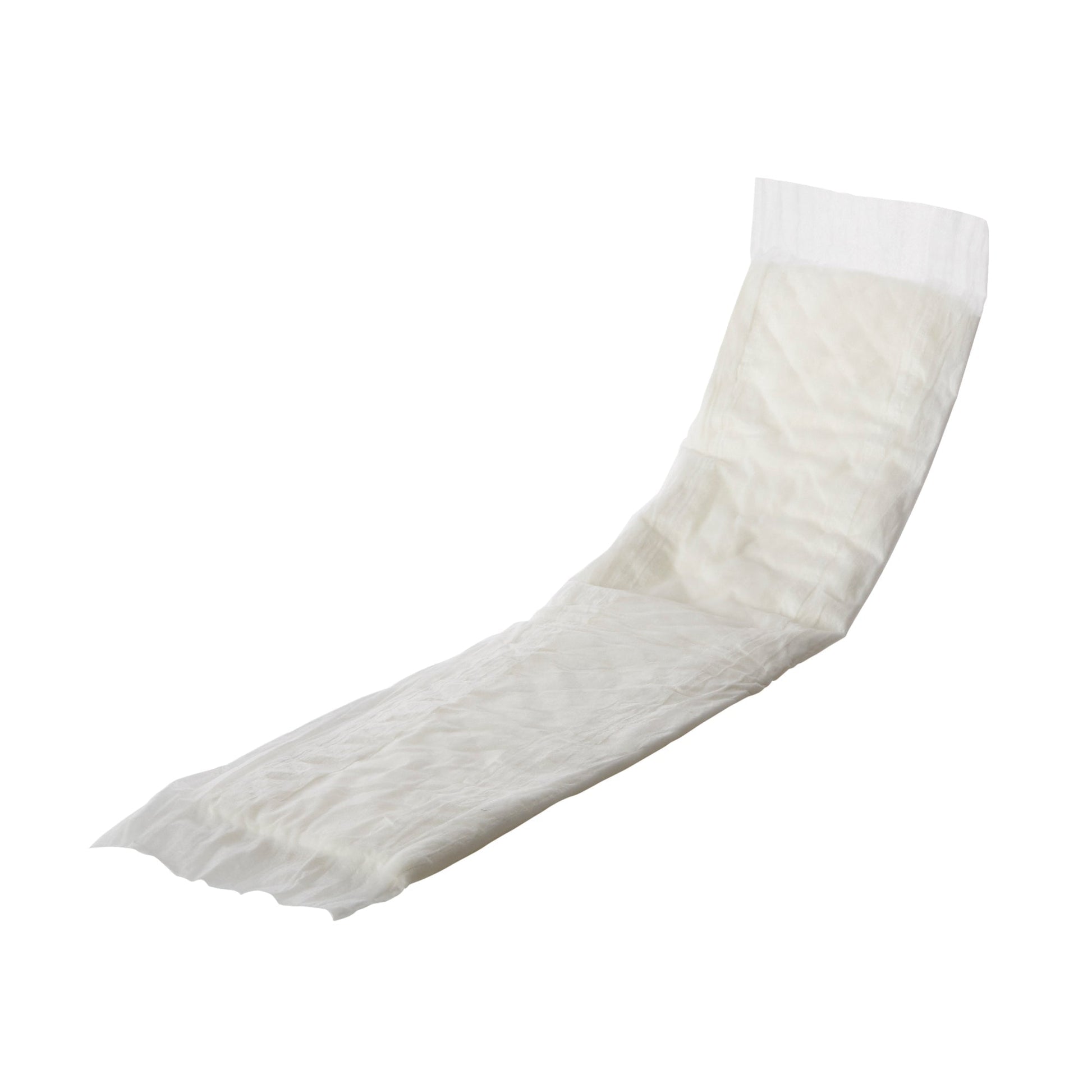 Folded white booster pad insert with curved front and tab