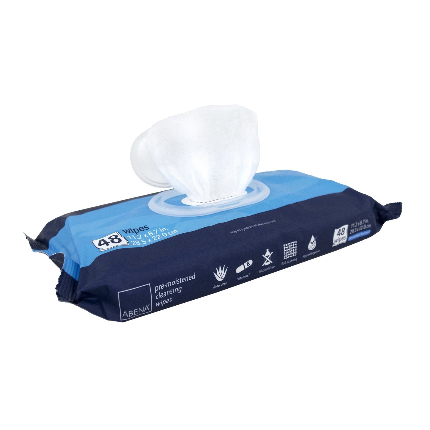 Pre-moistened cleansing wipes, 48-count pack with wipe pull-up