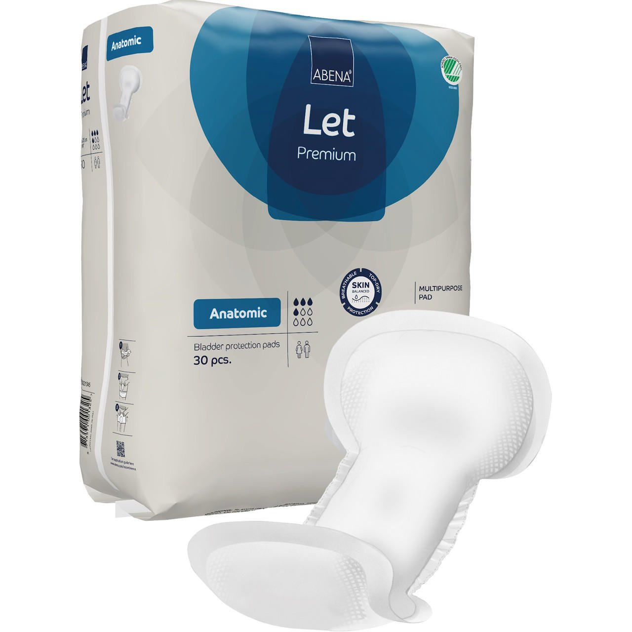 Anatomic bladder protection pad inserts, pack of 30, white pads