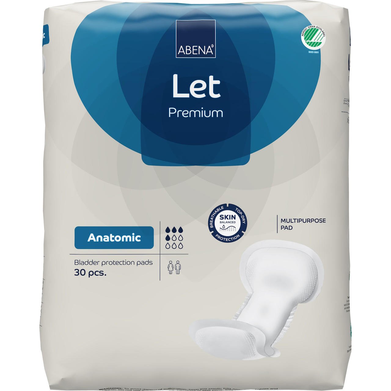 Anatomic Let Premium bladder protection pad pack, 30 pads, white