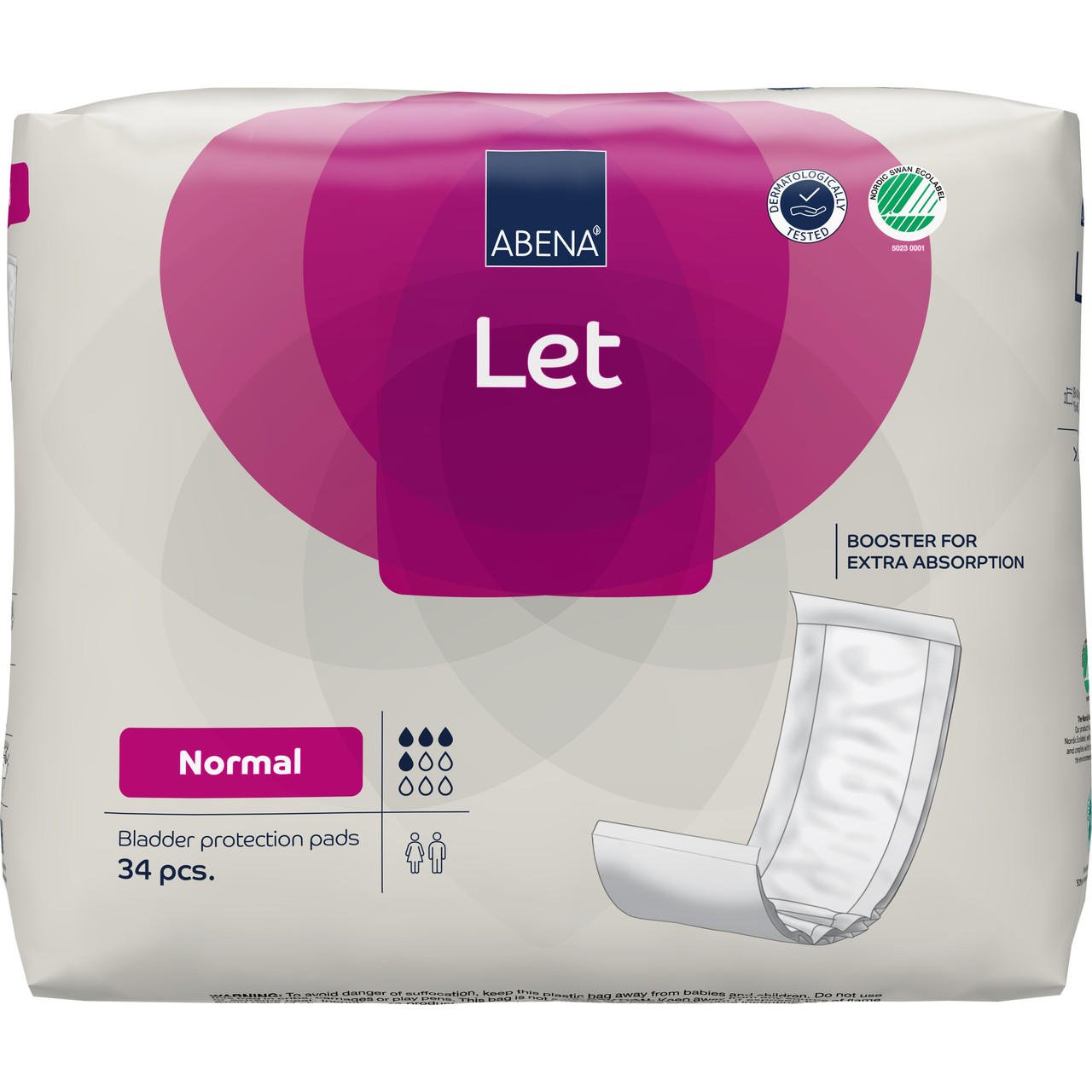 Abena Let Normal bladder protection pads, 34 pcs; booster for extra absorption