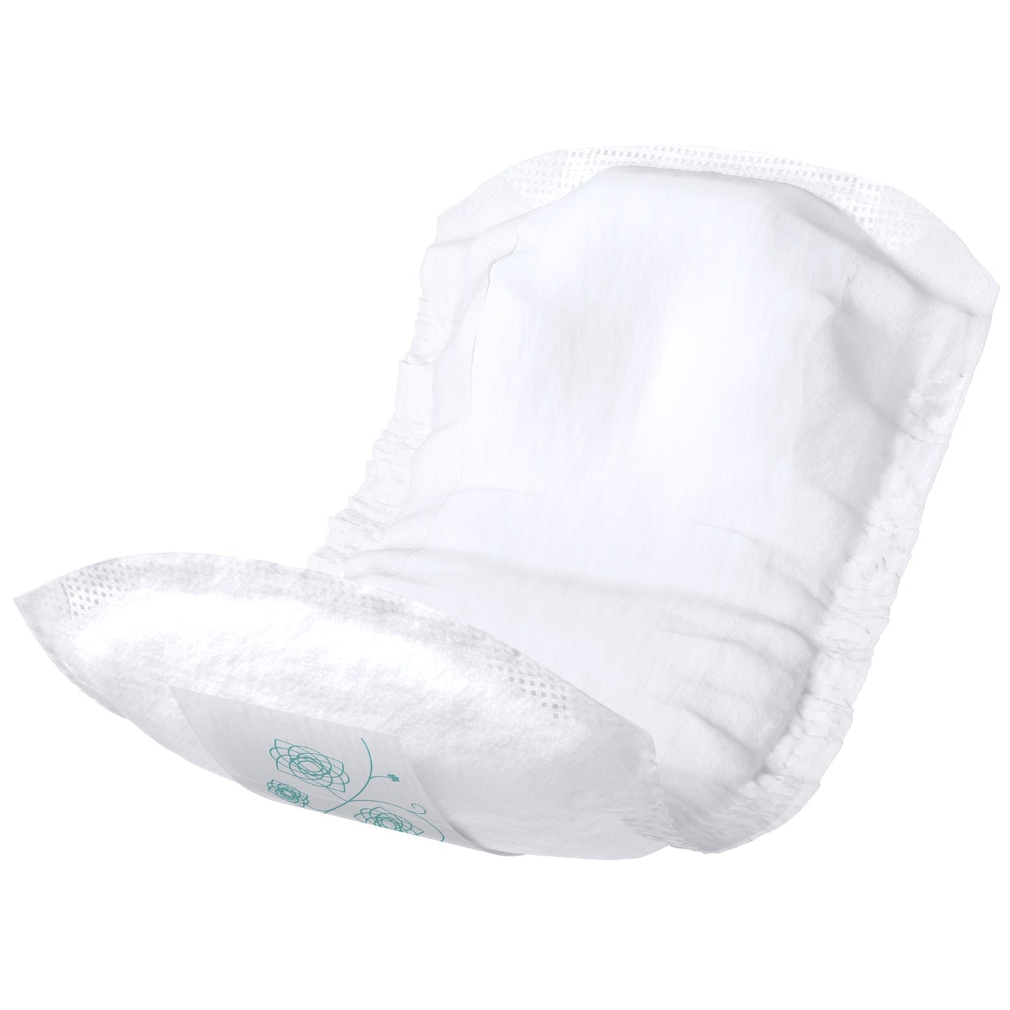 White Extra 3 Light Premium disposable bladder control pad, curved absorbent shape