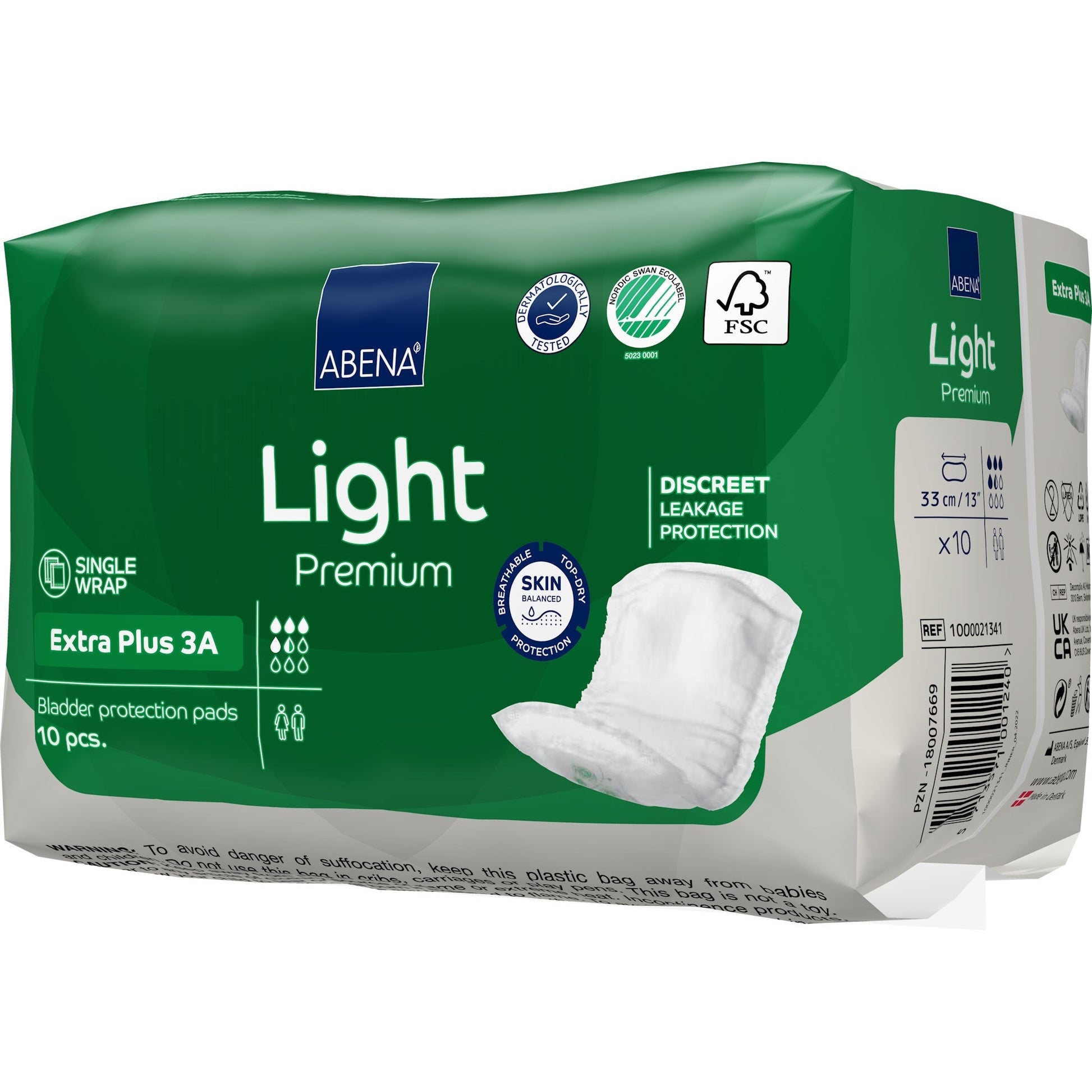 Green package for Light Premium Extra Plus 3A with white pad shown on front