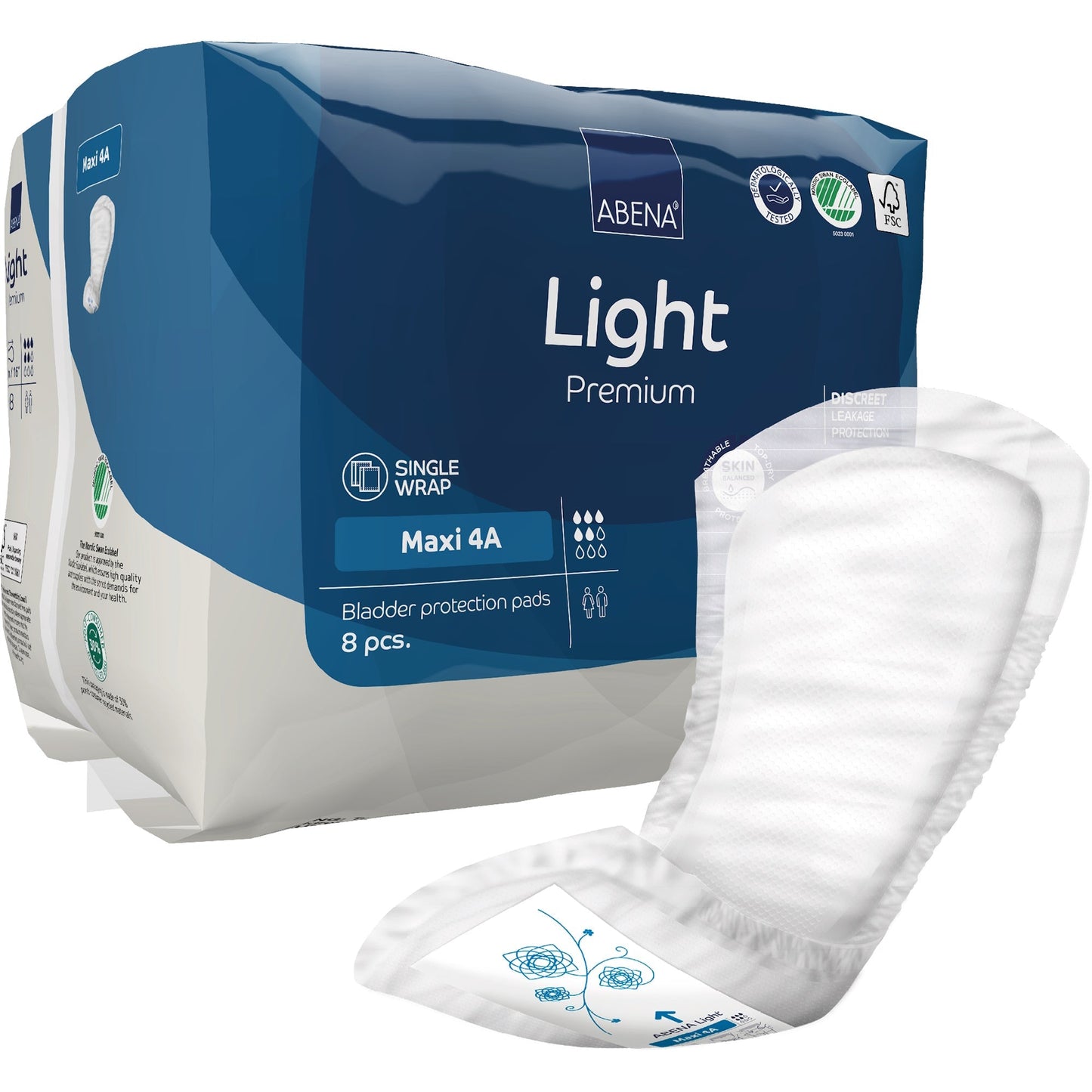 Abena Light Maxi 4A bladder protection pads, 8 count, single wrap pack