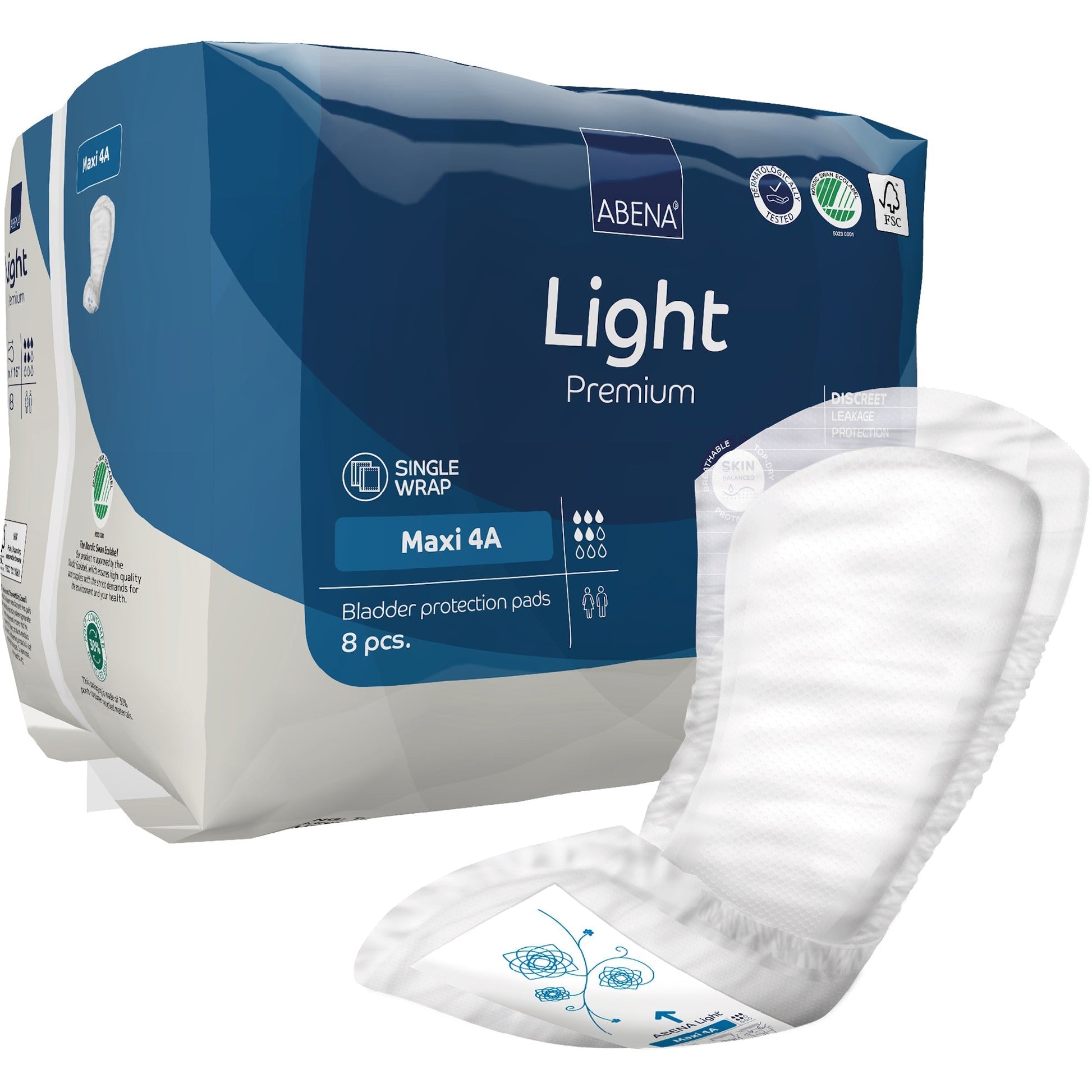 Abena Light Maxi 4A bladder protection pads, 8 count, single wrap pack